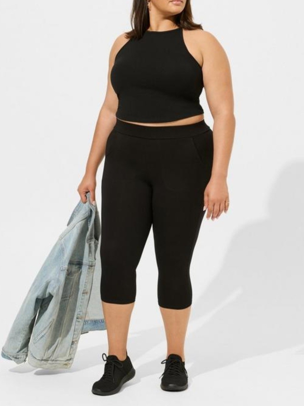 Torrid Black Cropped/Pedal Pusher Pocket Leggings NIP Size 5 (28W)